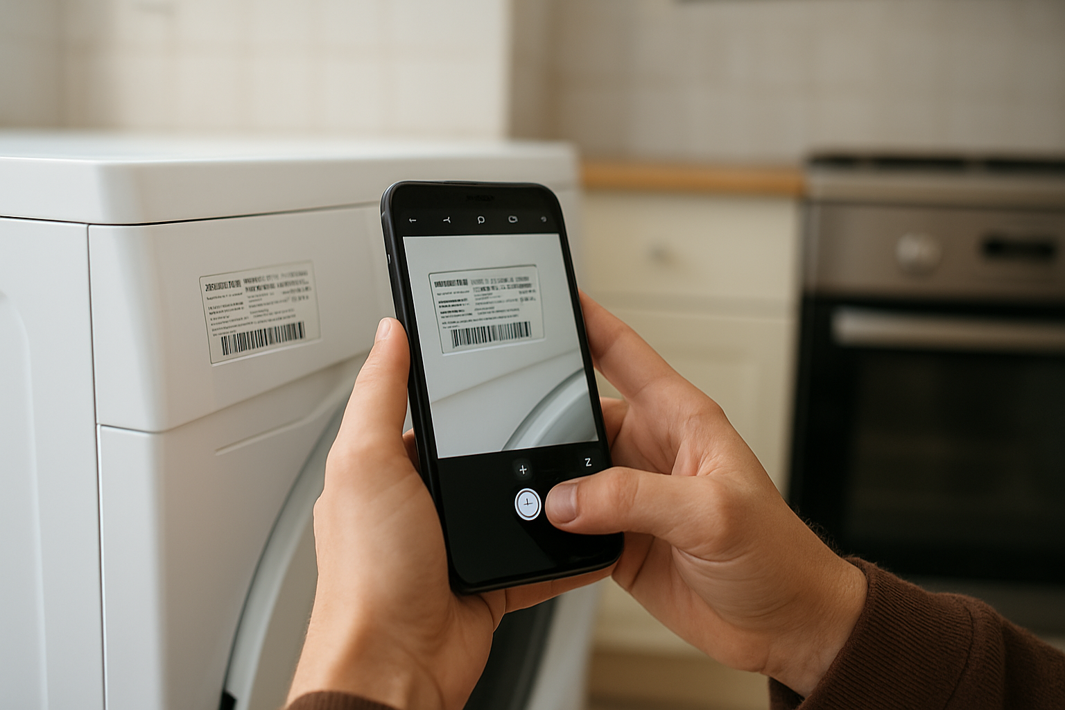 Étiquette technique d’un appareil électroménager et informations de référence pour le SAV